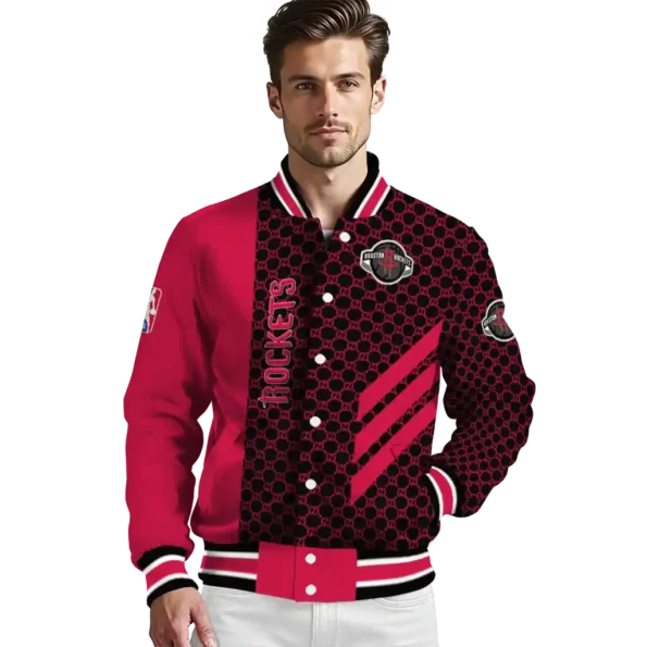 houston rockets triple side stripes red black varsity jacket high quality.webp