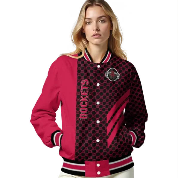houston rockets triple side stripes red black varsity jacket latest model.webp