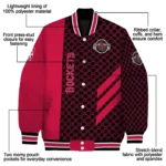 houston rockets triple side stripes red black varsity jacket best selling.webp
