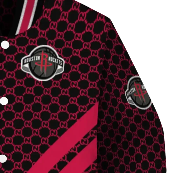 houston rockets triple side stripes red black varsity jacket premium grade.webp