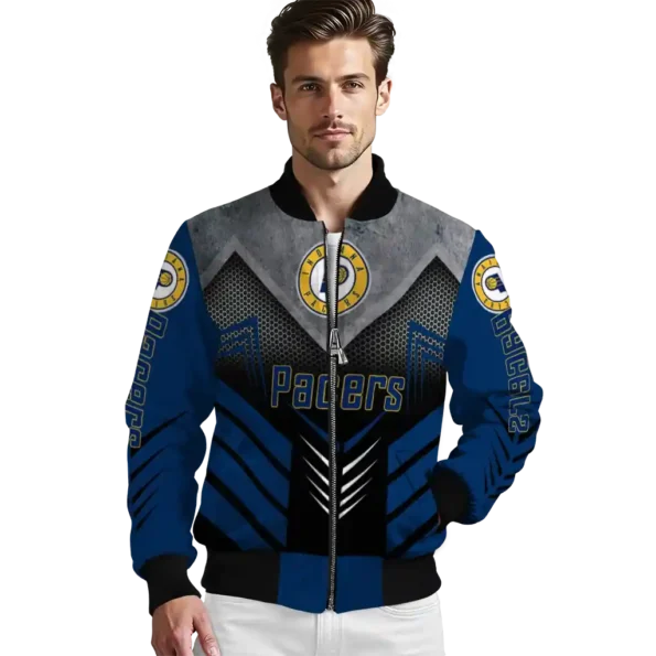indiana pacers arrow layer blue black bomber jacket high quality