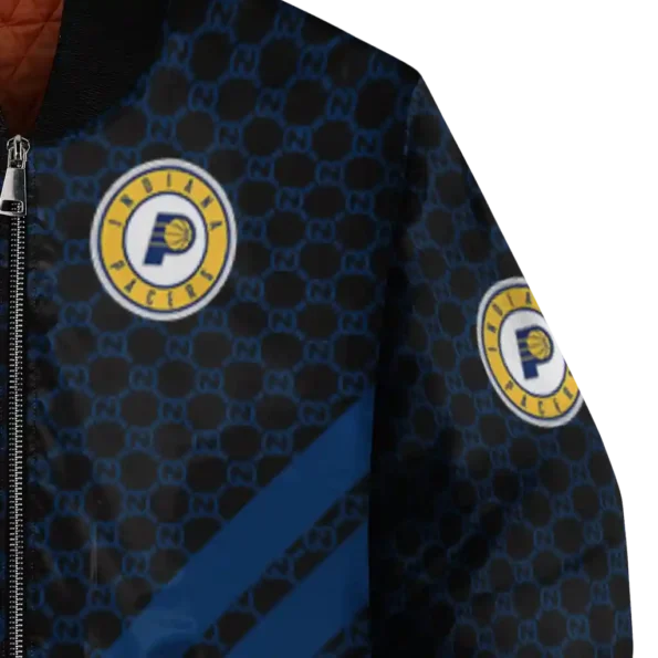 indiana pacers triple side stripes blue black bomber jacket premium grade