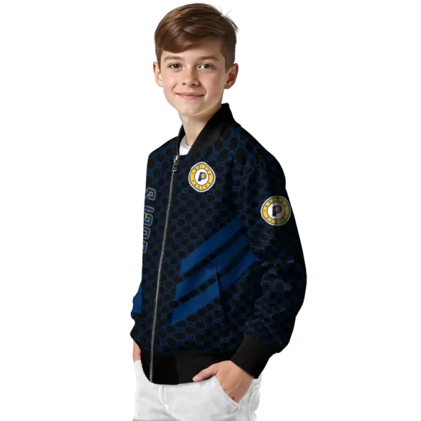 indiana pacers triple side stripes blue black bomber jacket trendy