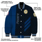 indiana pacers triple side stripes blue black varsity jacket best selling.webp
