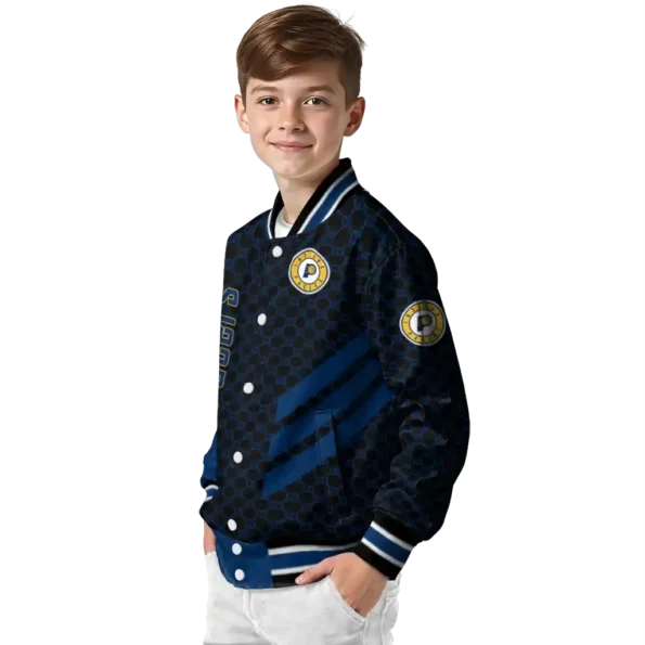 indiana pacers triple side stripes blue black varsity jacket trendy.webp