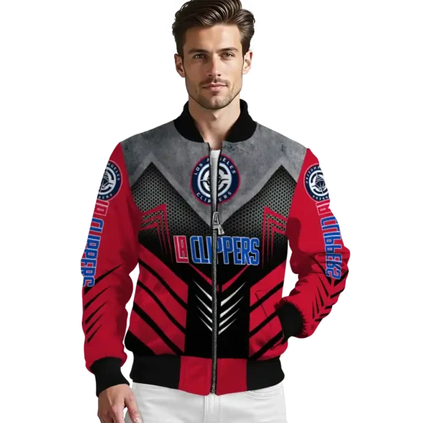 los angeles clippers arrow layer red black bomber jacket high quality
