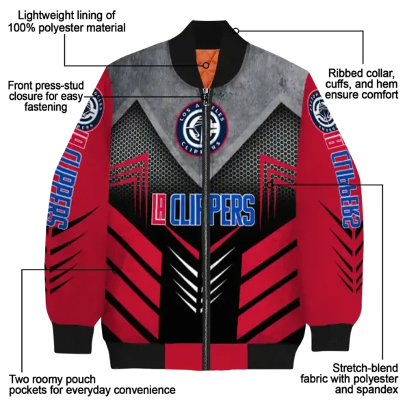 los angeles clippers arrow layer red black bomber jacket new arrival