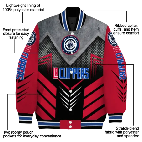 los angeles clippers arrow layer red black varsity jacket new arrival.webp