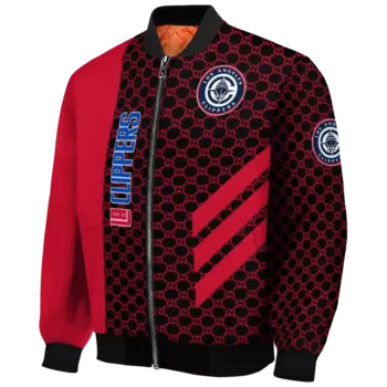 los angeles clippers triple side stripes red black bomber jacket best selling