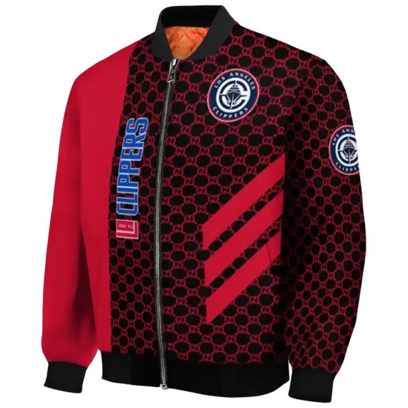 los angeles clippers triple side stripes red black bomber jacket best selling