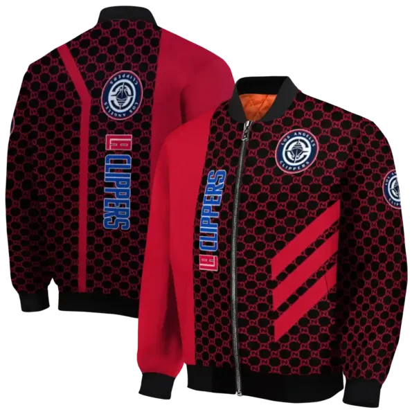 los angeles clippers triple side stripes red black bomber jacket fashion forward