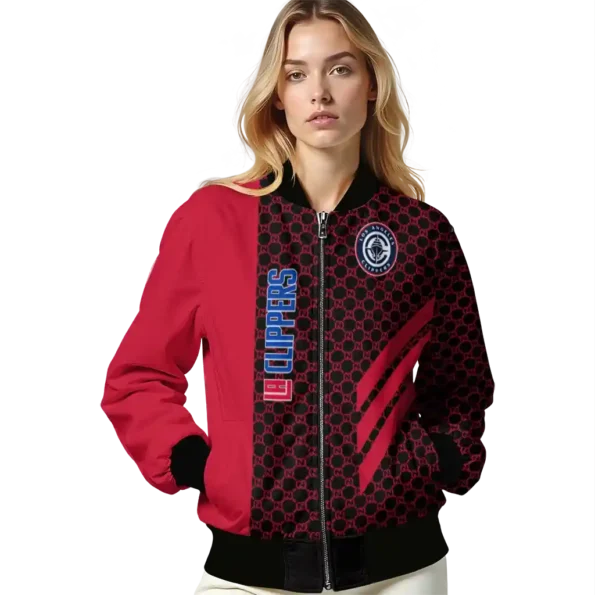 los angeles clippers triple side stripes red black bomber jacket latest model