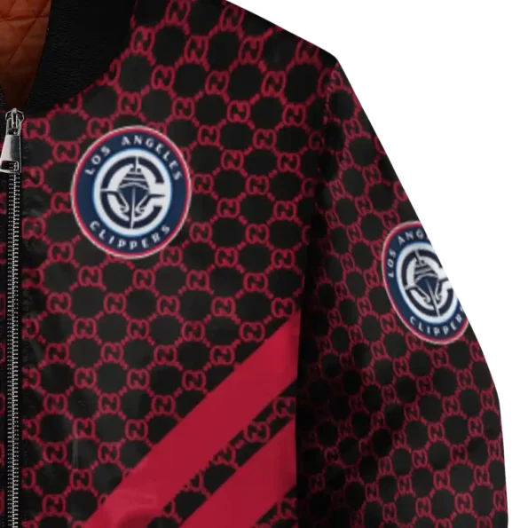 los angeles clippers triple side stripes red black bomber jacket premium grade