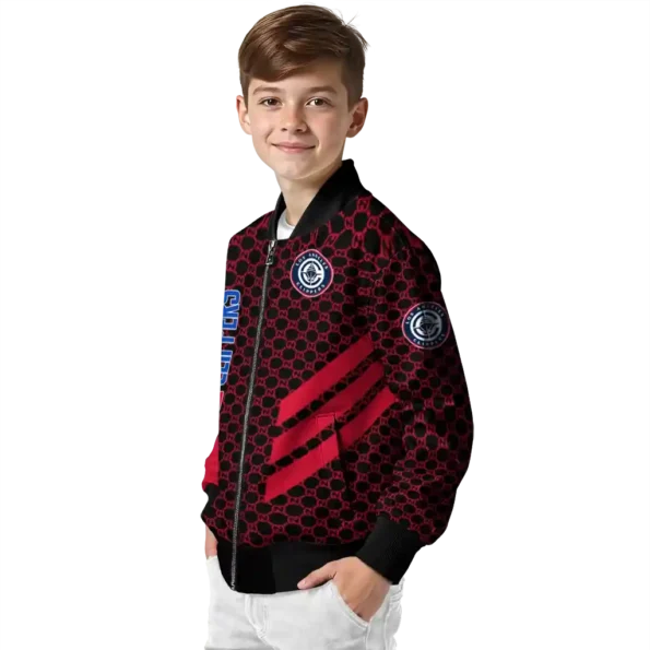 los angeles clippers triple side stripes red black bomber jacket trendy