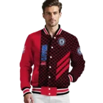 los angeles clippers triple side stripes red black varsity jacket best selling.webp
