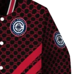 los angeles clippers triple side stripes red black varsity jacket best selling.webp