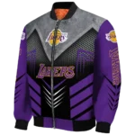 los angeles lakers arrow layer purple black bomber jacket best selling