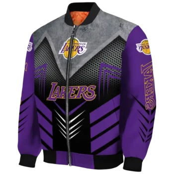 los angeles lakers arrow layer purple black bomber jacket best selling