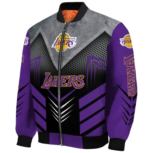 los angeles lakers arrow layer purple black bomber jacket best selling