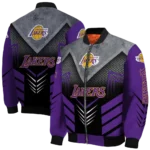 los angeles lakers arrow layer purple black bomber jacket best selling