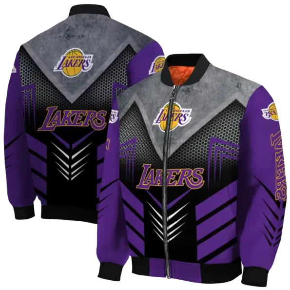 los angeles lakers arrow layer purple black bomber jacket fashion forward