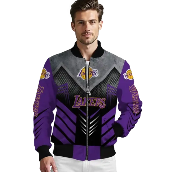 los angeles lakers arrow layer purple black bomber jacket high quality
