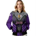 los angeles lakers arrow layer purple black bomber jacket best selling