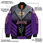 los angeles lakers arrow layer purple black bomber jacket best selling