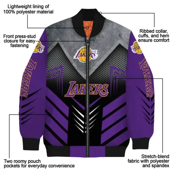 los angeles lakers arrow layer purple black bomber jacket new arrival