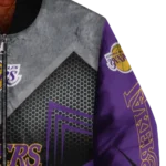 los angeles lakers arrow layer purple black bomber jacket best selling