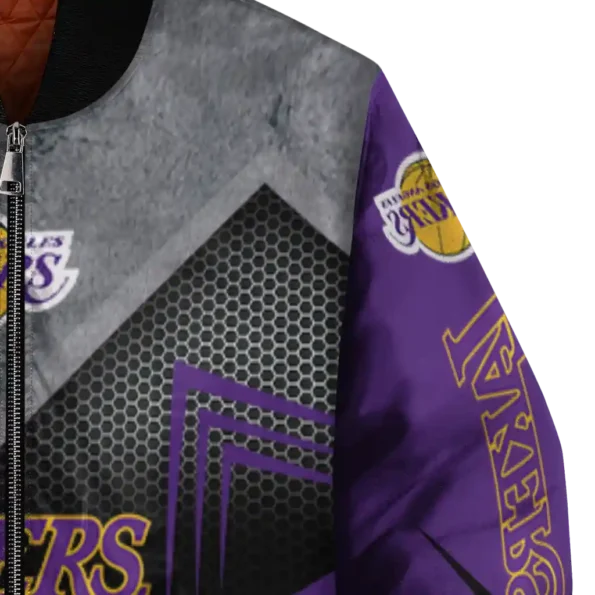 los angeles lakers arrow layer purple black bomber jacket premium grade