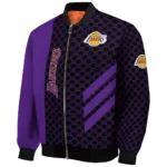 los angeles lakers triple side stripes purple black bomber jacket best selling