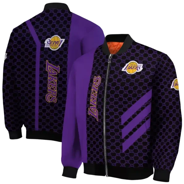 los angeles lakers triple side stripes purple black bomber jacket fashion forward