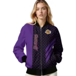 los angeles lakers triple side stripes purple black bomber jacket best selling