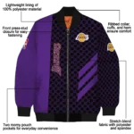 los angeles lakers triple side stripes purple black bomber jacket best selling
