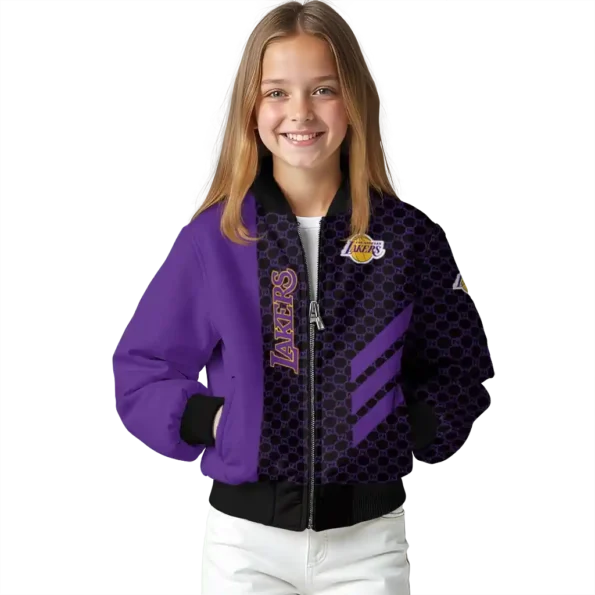 los angeles lakers triple side stripes purple black bomber jacket top rated