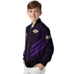 los angeles lakers triple side stripes purple black bomber jacket best selling