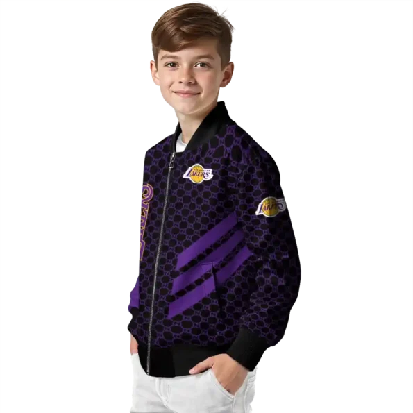 los angeles lakers triple side stripes purple black bomber jacket trendy