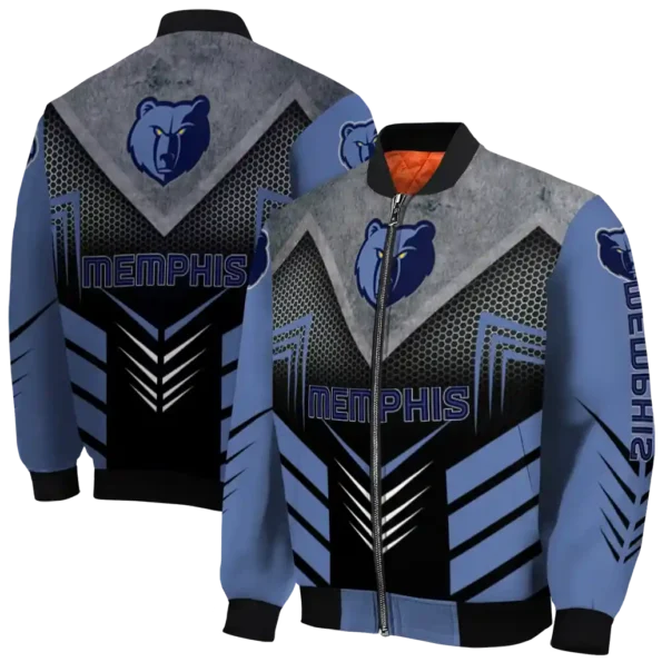 memphis grizzlies arrow layer blue black bomber jacket fashion forward