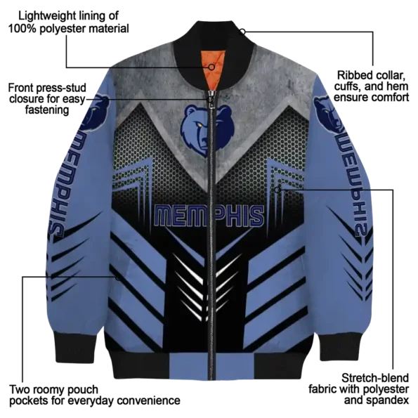 memphis grizzlies arrow layer blue black bomber jacket new arrival