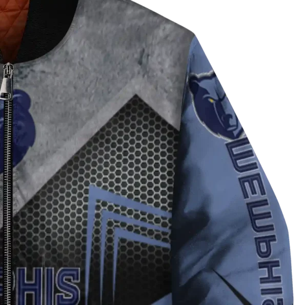 memphis grizzlies arrow layer blue black bomber jacket premium grade