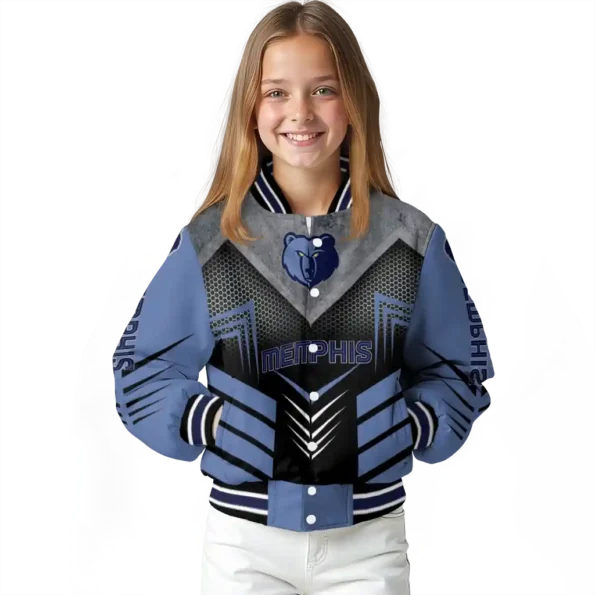 memphis grizzlies arrow layer blue black varsity jacket top rated.webp