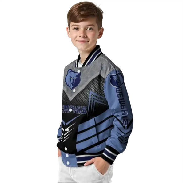memphis grizzlies arrow layer blue black varsity jacket trendy.webp