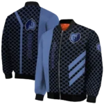memphis grizzlies triple side stripes blue black bomber jacket best selling