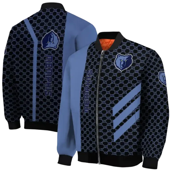 memphis grizzlies triple side stripes blue black bomber jacket fashion forward