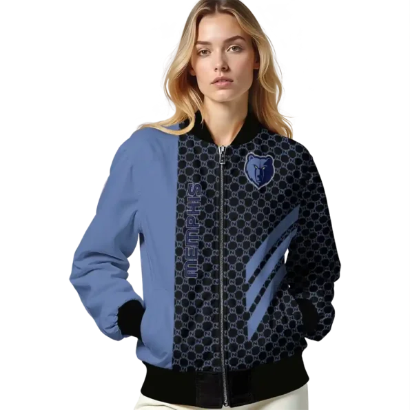 memphis grizzlies triple side stripes blue black bomber jacket latest model