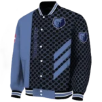 memphis grizzlies triple side stripes blue black varsity jacket best selling.webp