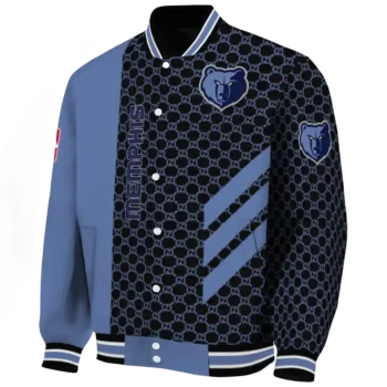 memphis grizzlies triple side stripes blue black varsity jacket best selling.webp