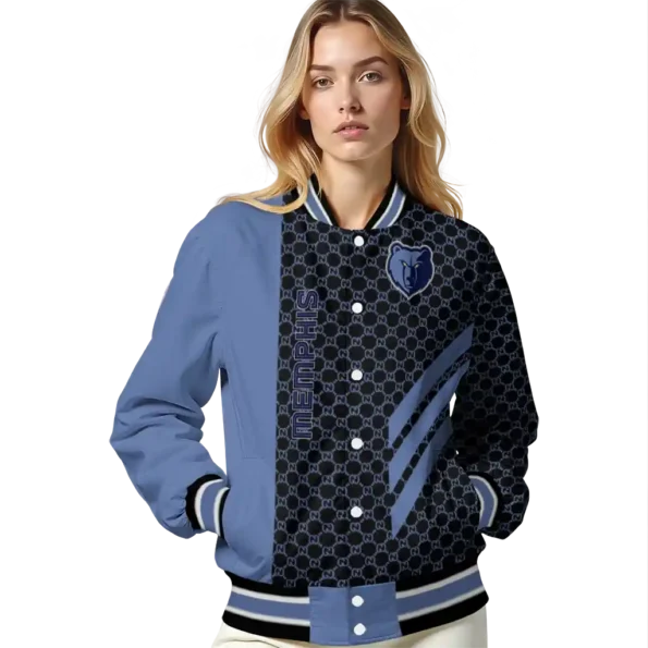 memphis grizzlies triple side stripes blue black varsity jacket latest model.webp