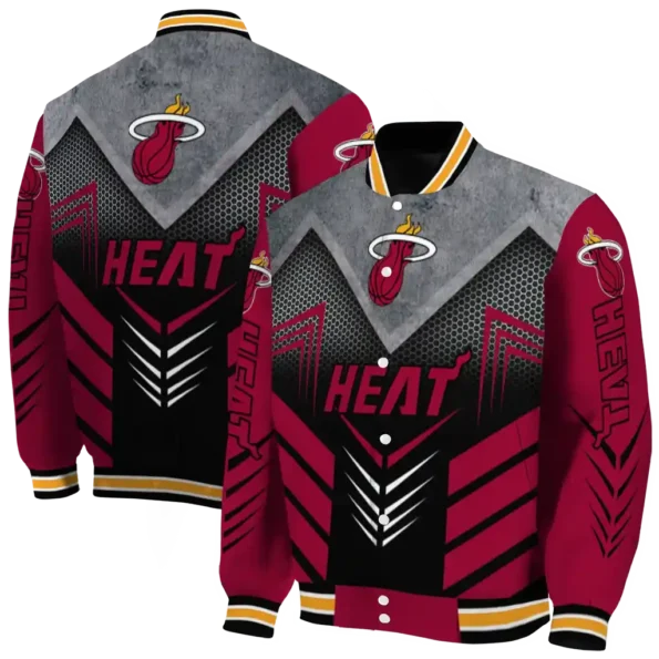 miami heat arrow layer red black varsity jacket fashion forward.webp